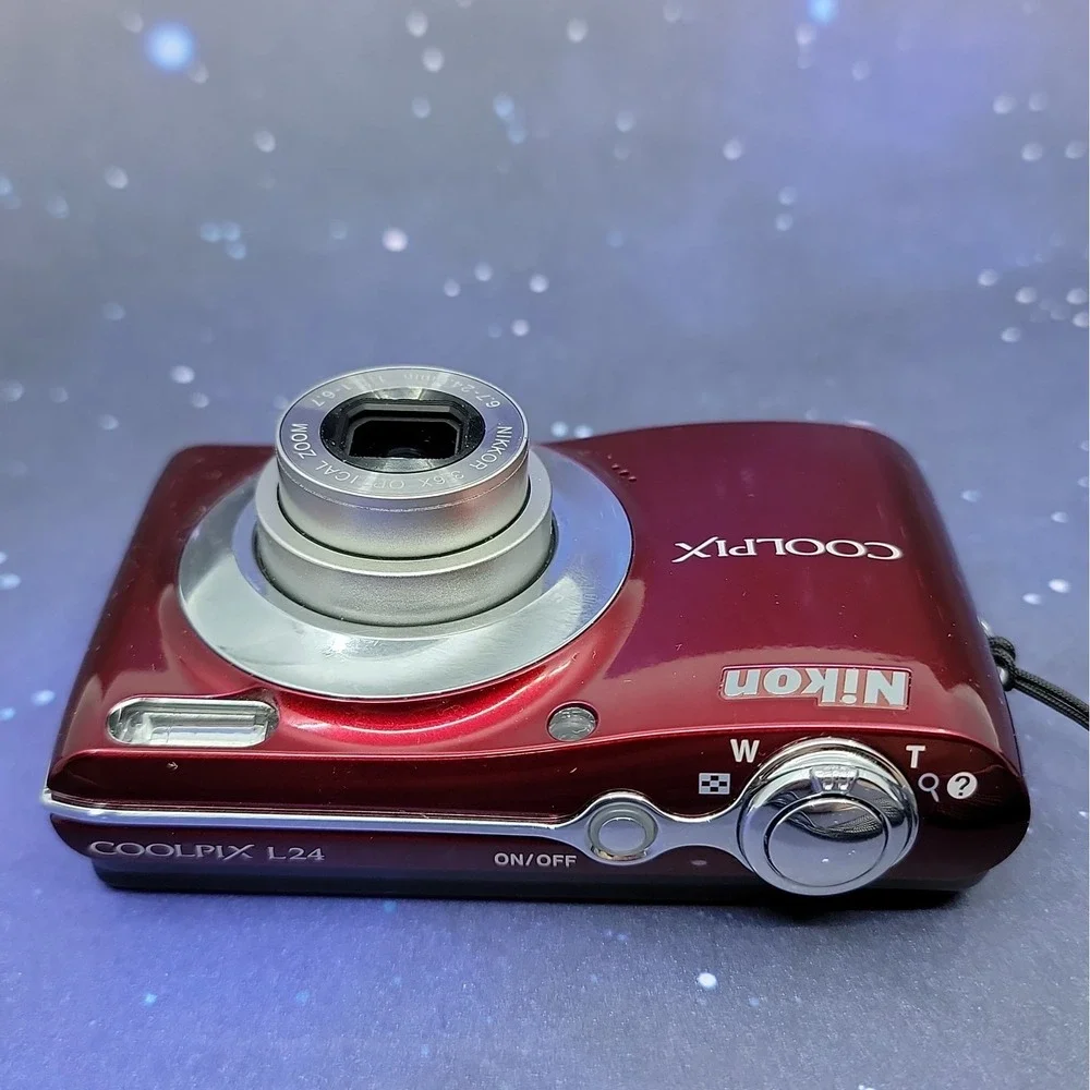 Nikon Coolpix L24 Digital Compact Camera 14 MP - Red Tested Working